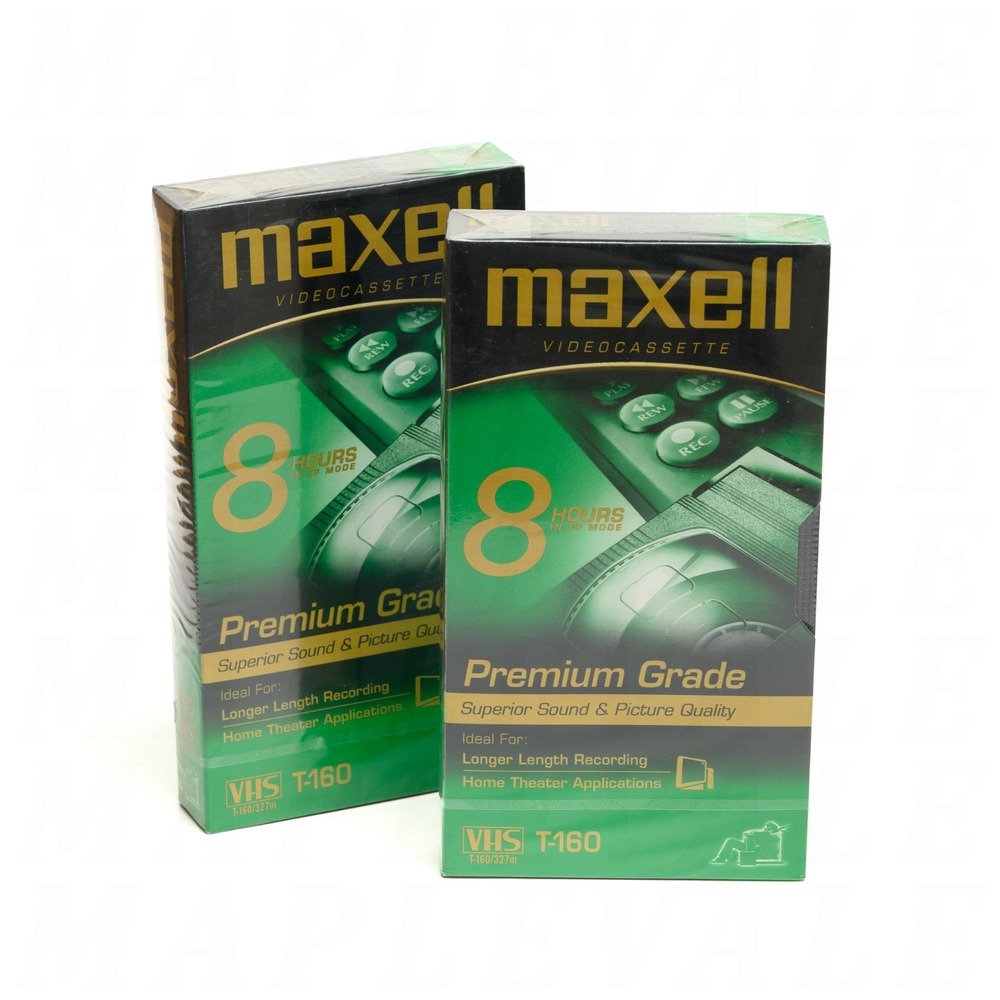 LOT of 2 Maxell 8 Hour T-160 VHS SEALED Premium Grade Blank Video Cassette Tapes